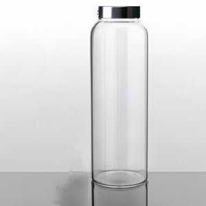 Glass Fridge Water Bottle with Steel Cap | Leak proof & detox water bottle glass | Wide mouth & Easy to Clean | Best Usage for Office/School/College | Set of 6, 800ml | Clear